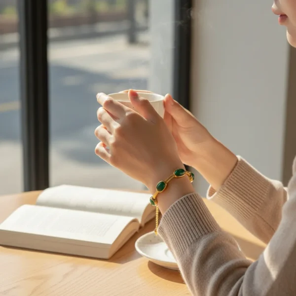 Stainless Steel Green Stone Bracelet